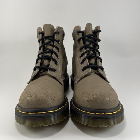 Dr Martens Docs 939 Combat Style Boots Womens Size 5 Tan Brown Leather 6-Eye - Picture 2 of 11